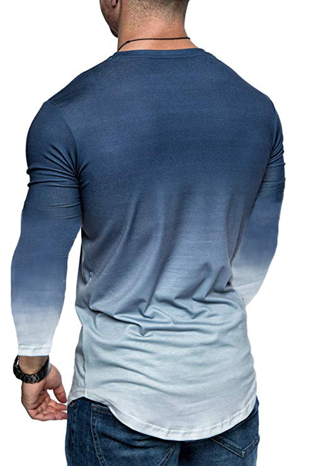 Camiseta Masculina Manga Comprida Cores Gradiente Moda Fitness.